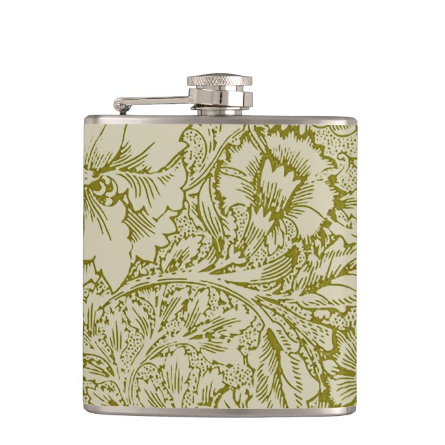 Flasques William Morris Poppy Classic Floral Green (Devant)