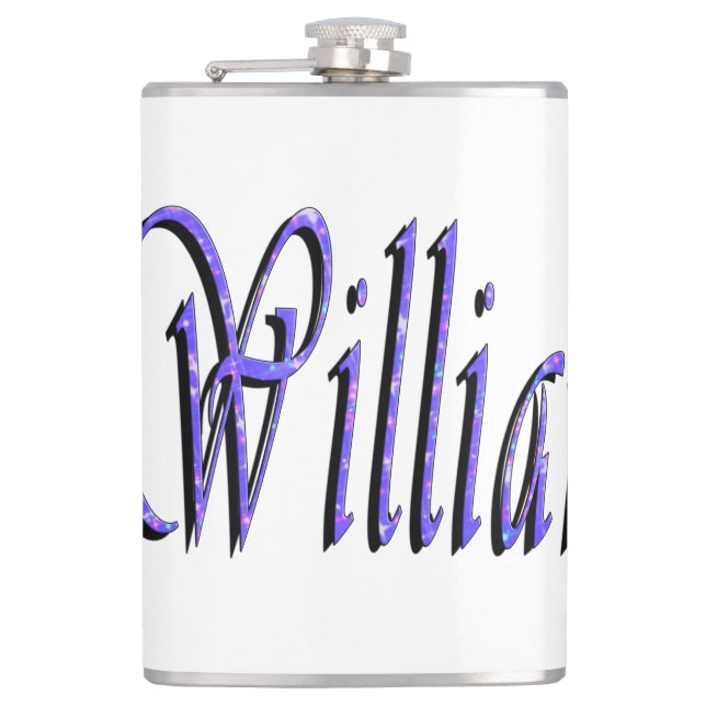Flasques William Nom En Bleu Brillance, (Devant)