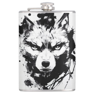 Flasques Wolf Wild Nature Free Spirit Art Brush Peinture