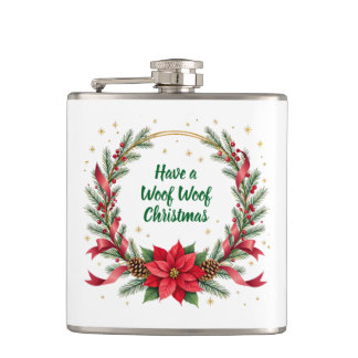 Flasques Woof Woof Christmas Flask - Customizable Text 