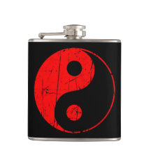 Yin vintage rouge et noir rayé Yang