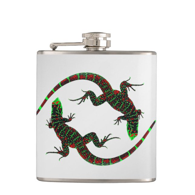 Flasques Yin Yang Lizards Argent (Devant)