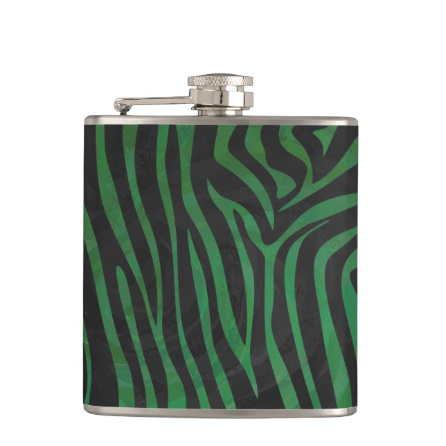 Flasques Zebra Black et Green Print (Devant)