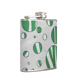 Flasques Zebra Green et White Polka Dot