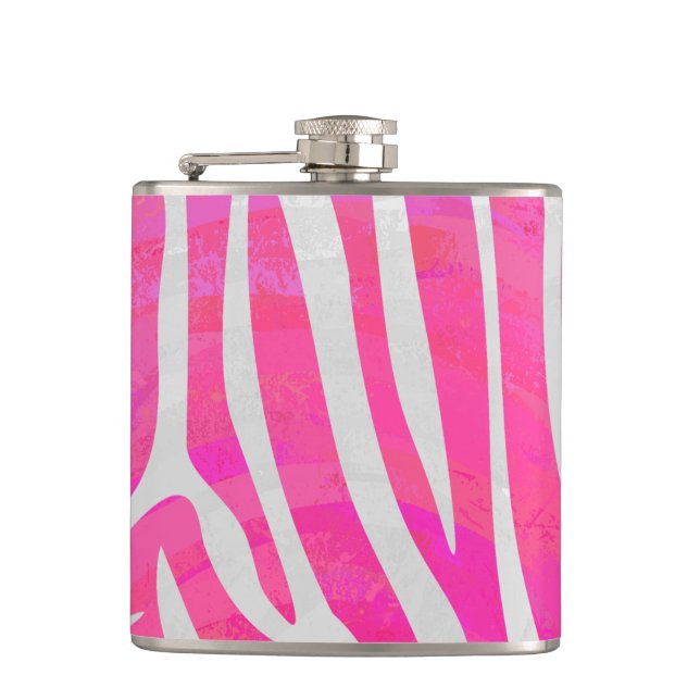 Flasques Zebra Hot Pink et White Print (Devant)