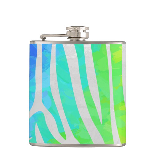 Flasques Zebra Rainbow et White Print (Devant)