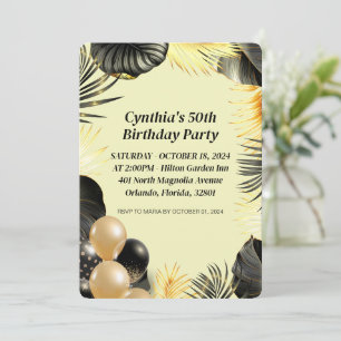 Flat 50th Birthday Invitation