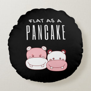 Flat As A Pancake Couple Hippo Hippo Lover Round Pillow