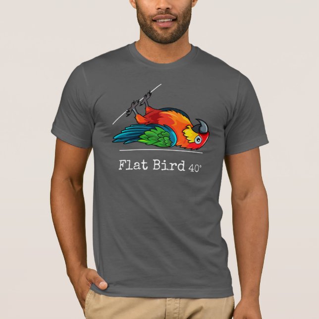 Flat Bird at 40 degrees, fun, colourful T-Shirt (Front)