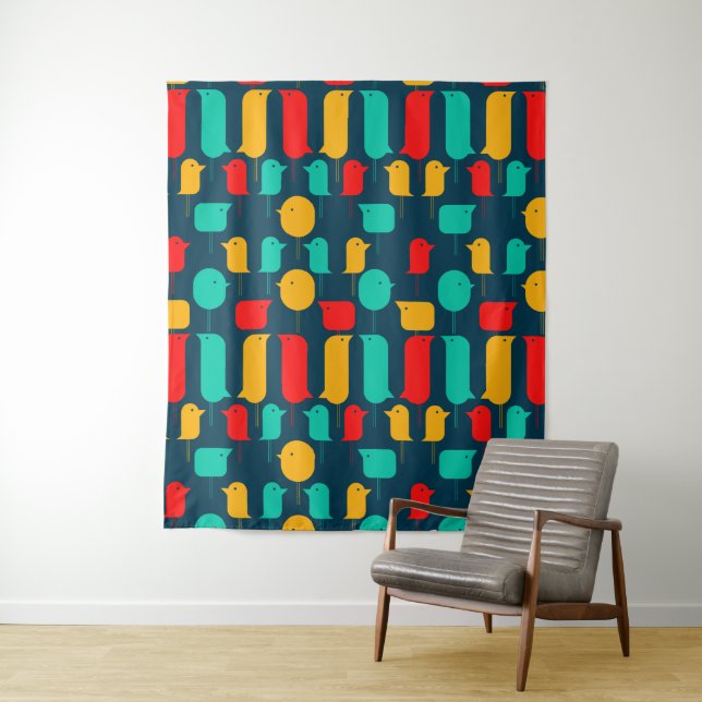 flat birds tapestry (In Situ)