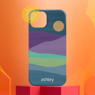 Flat Boho Abstract Landscape Sunset and Mountains Case-Mate iPhone 14 Case