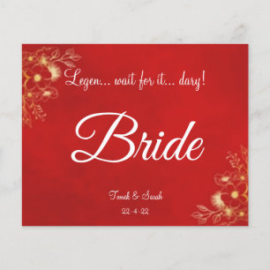 Flat burgundy place card with bilingual menu 