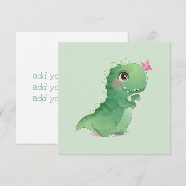 FLAT CARD : BABY DINOSAUR - with TEXT (Front/Back)