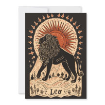 Flat card - Leo Celestial Zodiac Art 