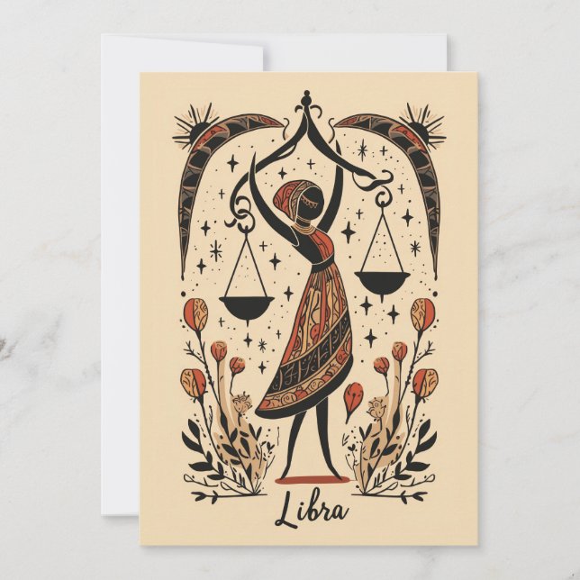 Flat card - Libra Celestial Zodiac Art 