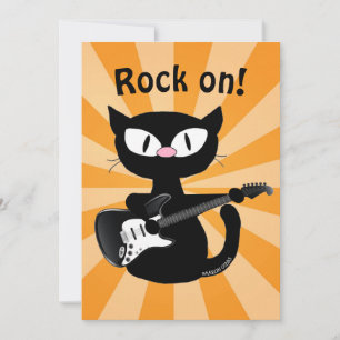 Flat Card - Rock on! Guitar Rocker Cat