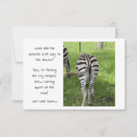 Flat Card - Zebras Butt Get Well Soon 