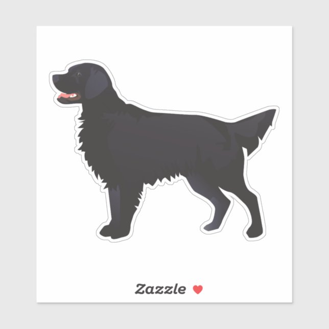 Flat Coate Retriever in Black Dog Breed Silhouette (Sheet)