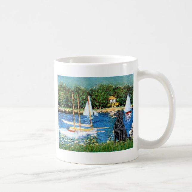 Flat Coated Retriever 1 - Sailboats Coffee Mug (Right)
