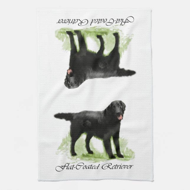 Flat-Coated Retriever Art Gifts Kitchen Towel (Vertical)