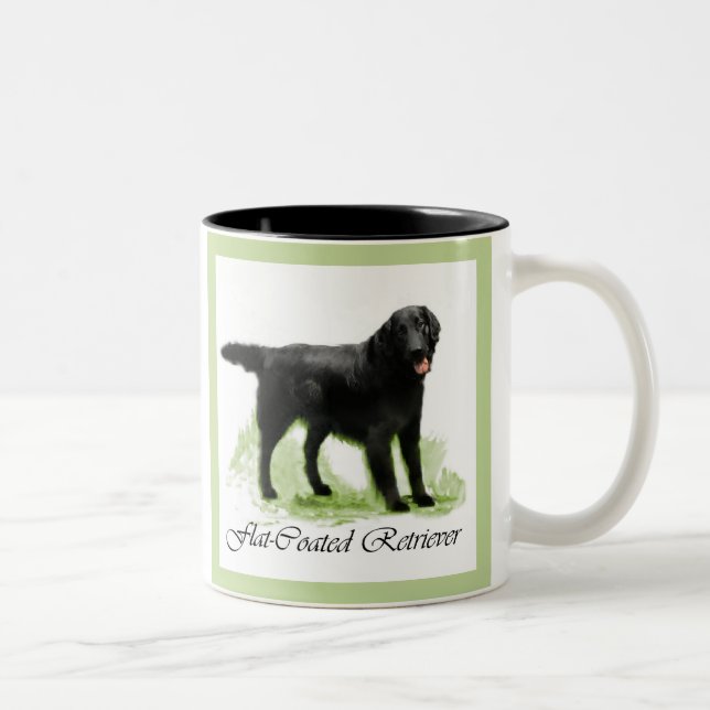 Flat-Coated Retriever Art Print Two-Tone Coffee Mug (Right)