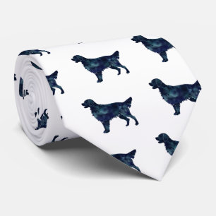 Flat Coated Retriever Black Watercolor Silhouette Tie