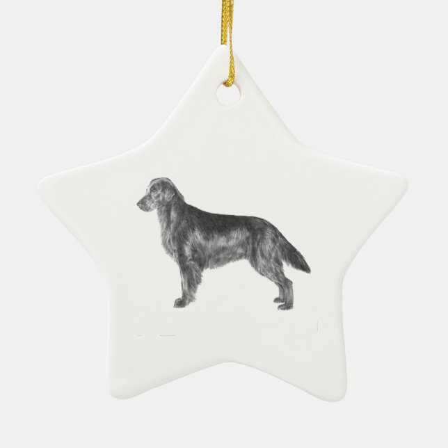 Flat Coated Retriever Ceramic Ornament (Back)