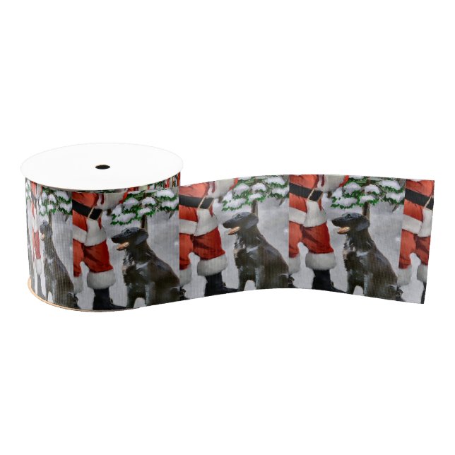 Flat-Coated Retriever Christmas Grosgrain Ribbon (Spool)