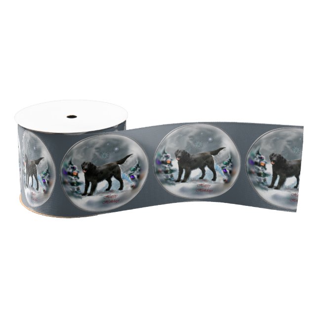 Flat-Coated Retriever Christmas Grosgrain Ribbon (Spool)