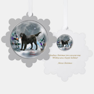 Flat-Coated Retriever Christmas Ornament Card