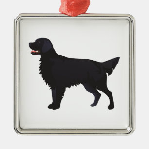 Flat-Coated Retriever Dog Breed Illustration Metal Ornament