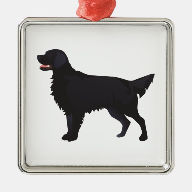 Flat-Coated Retriever Dog Breed Illustration Metal Ornament (Front)