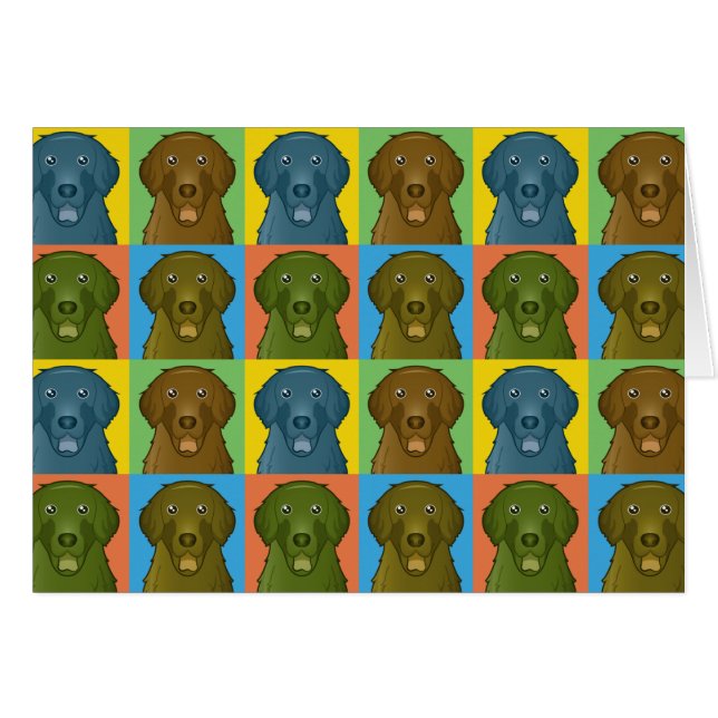 Flat-Coated Retriever Dog Cartoon Pop-Art (Front Horizontal)
