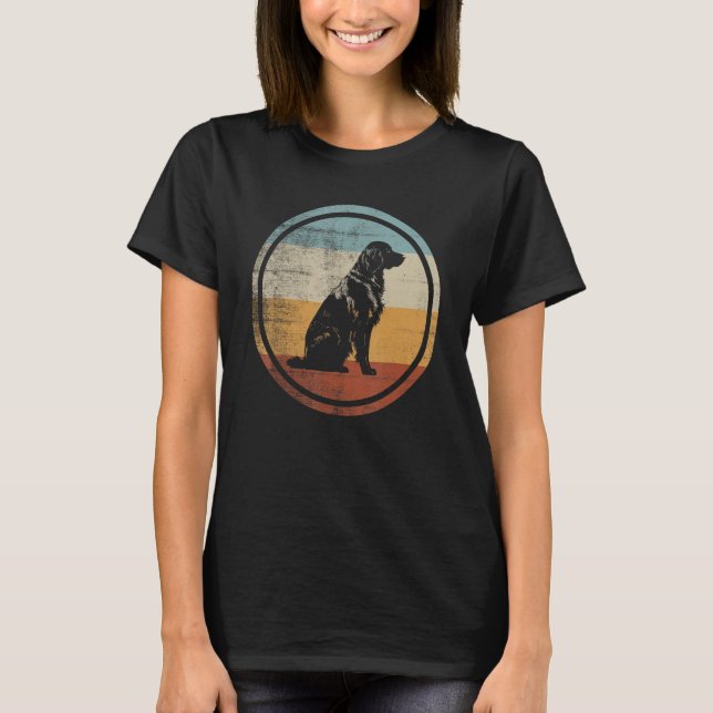 Flat Coated Retriever Dog Retro Style T-Shirt (Front)