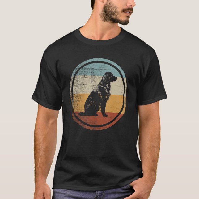 Flat Coated Retriever Dog Retro Style T-Shirt (Front)