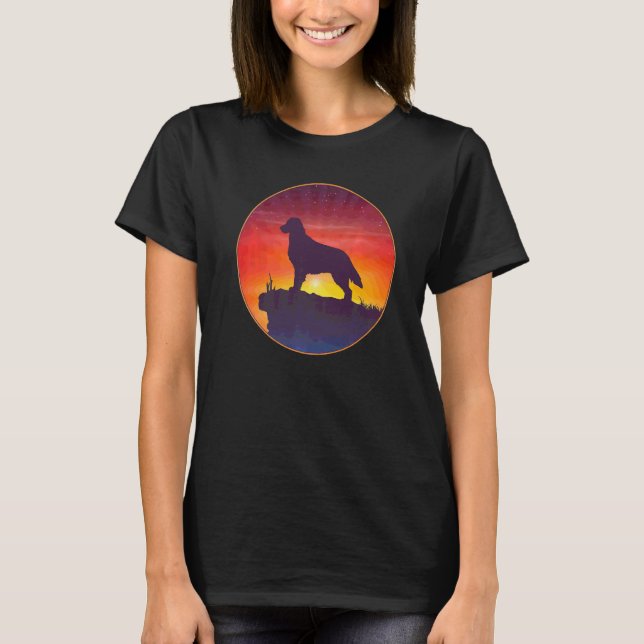 Flat Coated Retriever Dog Sunset T-Shirt (Front)