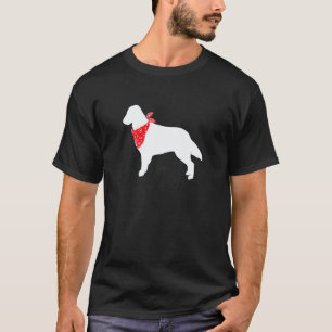 Flat Coated Retriever Dog Wearing Red Bandana T-Shirt