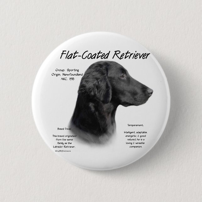Flat-Coated Retriever History Design 2 Inch Round Button (Front)