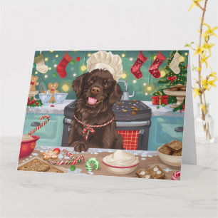 Flat-Coated Retriever Holiday Baking: Christmas Card