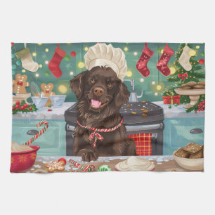 Flat-Coated Retriever Holiday Baking: Christmas Kitchen Towel