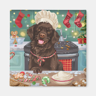 Flat-Coated Retriever Holiday Baking: Christmas Magnet