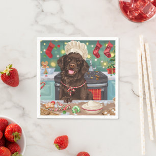 Flat-Coated Retriever Holiday Baking: Christmas Napkin