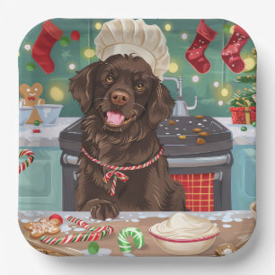Flat-Coated Retriever Holiday Baking: Christmas Paper Plate