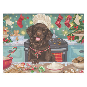 Flat-Coated Retriever Holiday Baking: Christmas Tablecloth