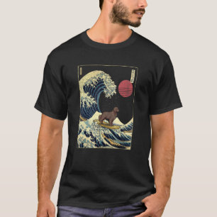 Flat Coated Retriever Japanese Kanagawa Wave Surf T-Shirt