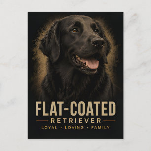 Flat Coated Retriever Loyal Loving Family Dog Postcard