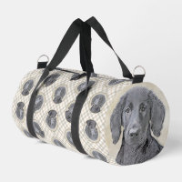 Flat-Coated Retriever Painting Black Pet Dog Art