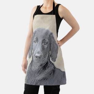 Flat-Coated Retriever Painting - Original Dog Art Apron