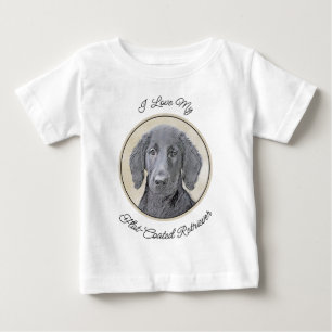 Flat-Coated Retriever Painting - Original Dog Art Baby T-Shirt