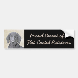 Flat-Coated Retriever Painting - Original Dog Art Bumper Sticker